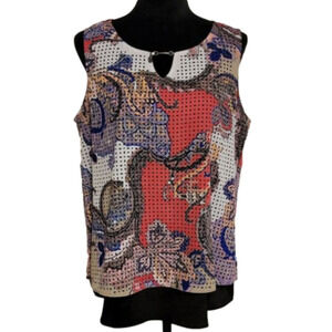 𝅺DANA Buchman large paisley overlay sleeveless blouse